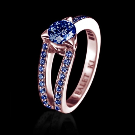 Blauer Saphirsolitärring aus Roségold